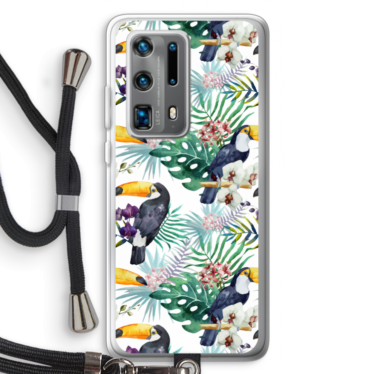 Tukans: Huawei P40 Pro Plus Transparant Hoesje met koord