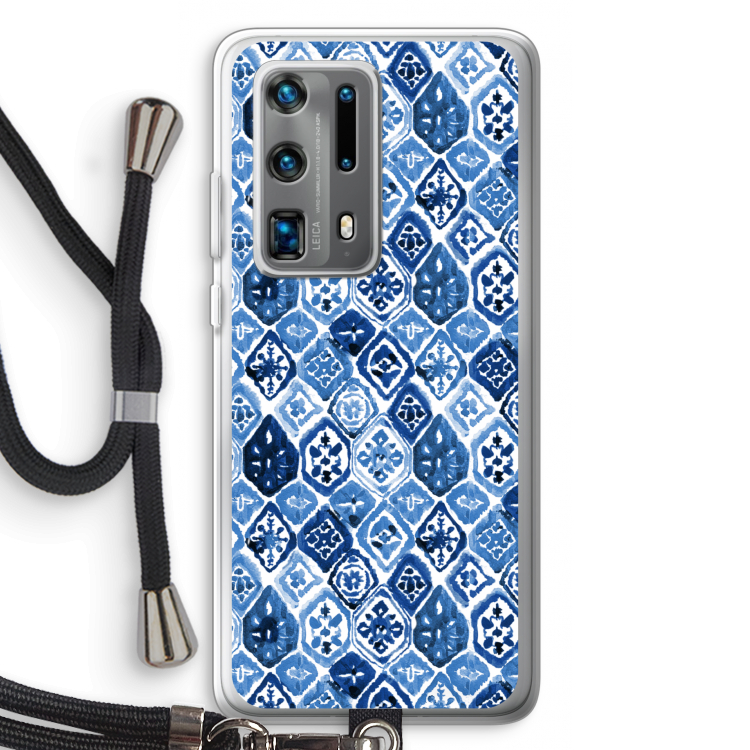 Blauw motief: Huawei P40 Pro Plus Transparant Hoesje met koord