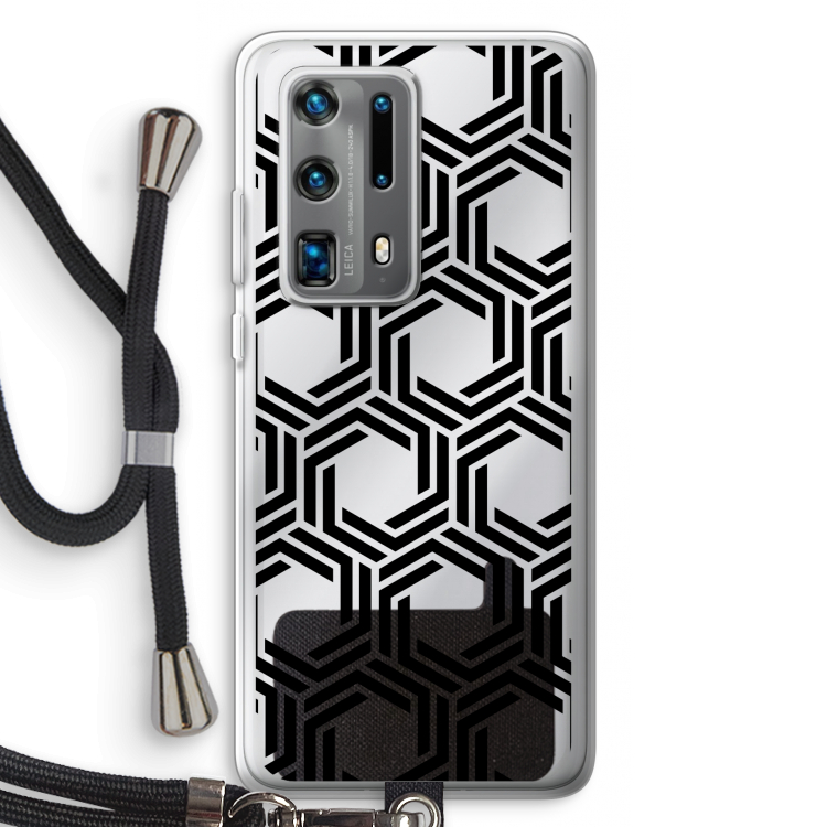 Geometrisch patroon: Huawei P40 Pro Plus Transparant Hoesje met koord
