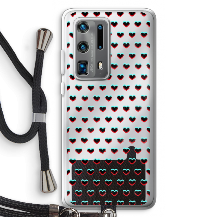 Hartjes: Huawei P40 Pro Plus Transparant Hoesje met koord