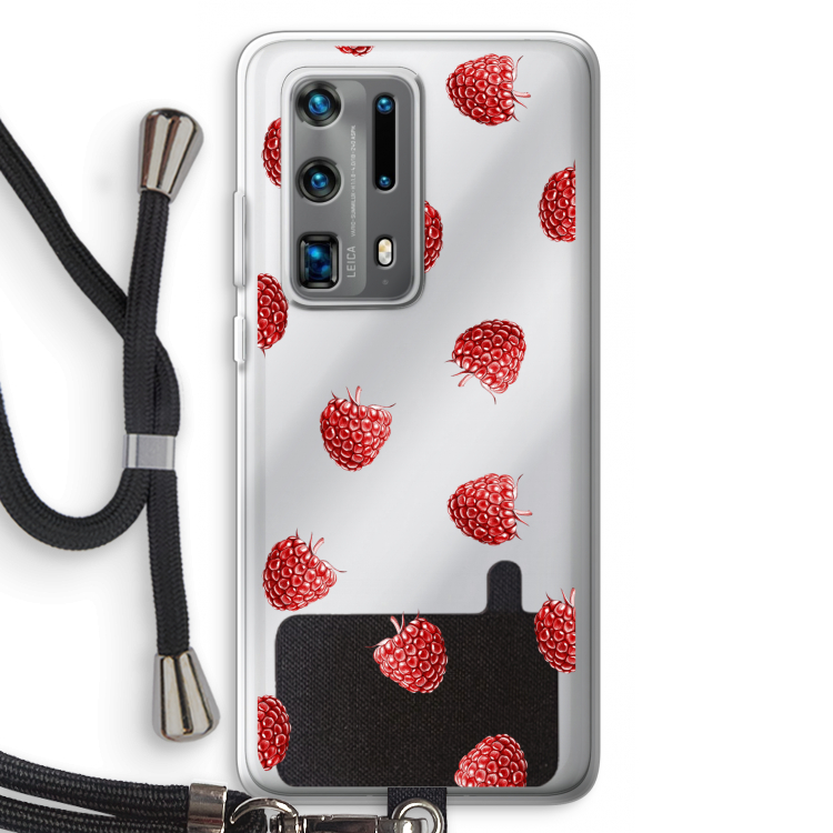 Framboosjes: Huawei P40 Pro Plus Transparant Hoesje met koord