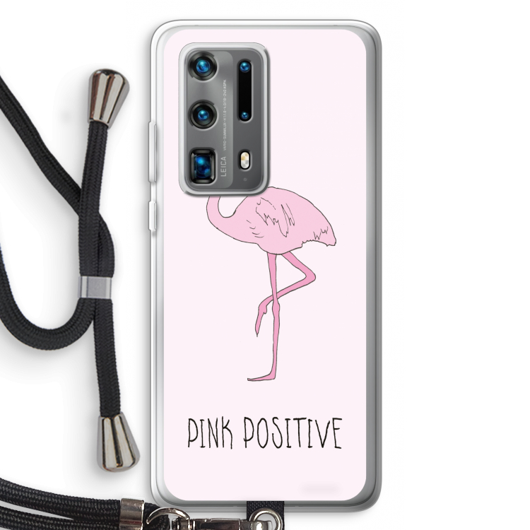Pink positive: Huawei P40 Pro Plus Transparant Hoesje met koord