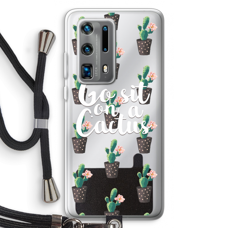Cactus quote: Huawei P40 Pro Plus Transparant Hoesje met koord