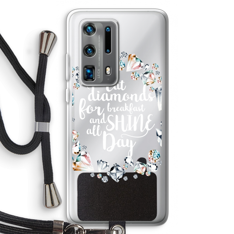 Diamonds: Huawei P40 Pro Plus Transparant Hoesje met koord