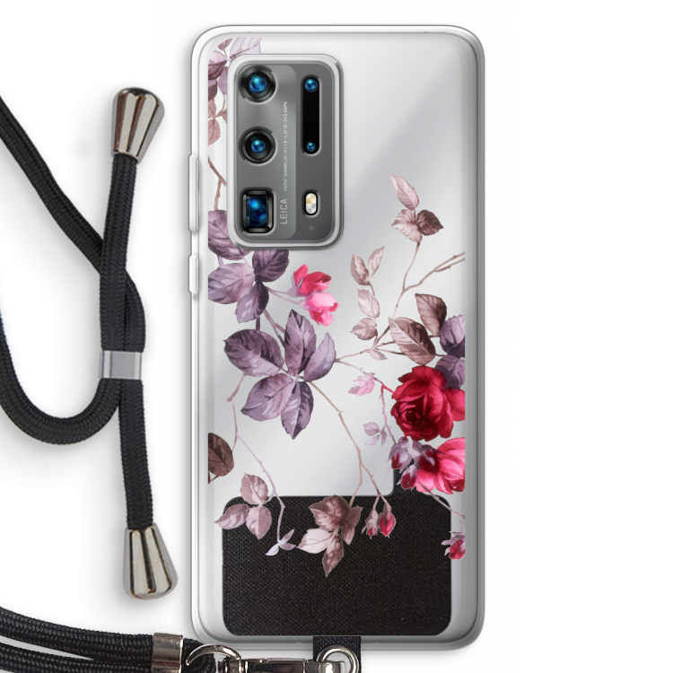 Mooie bloemen: Huawei P40 Pro Plus Transparant Hoesje met koord