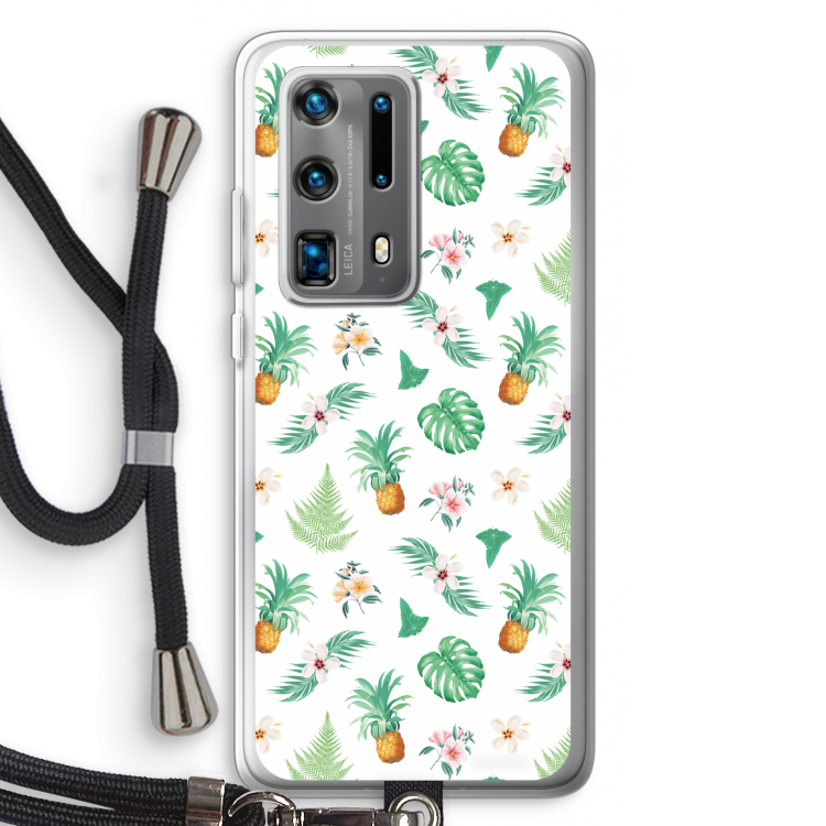 Ananas bladeren: Huawei P40 Pro Plus Transparant Hoesje met koord