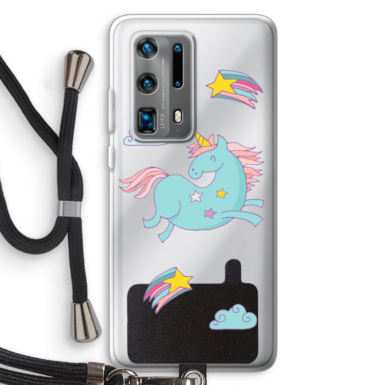 Vliegende eenhoorn: Huawei P40 Pro Plus Transparant Hoesje met koord