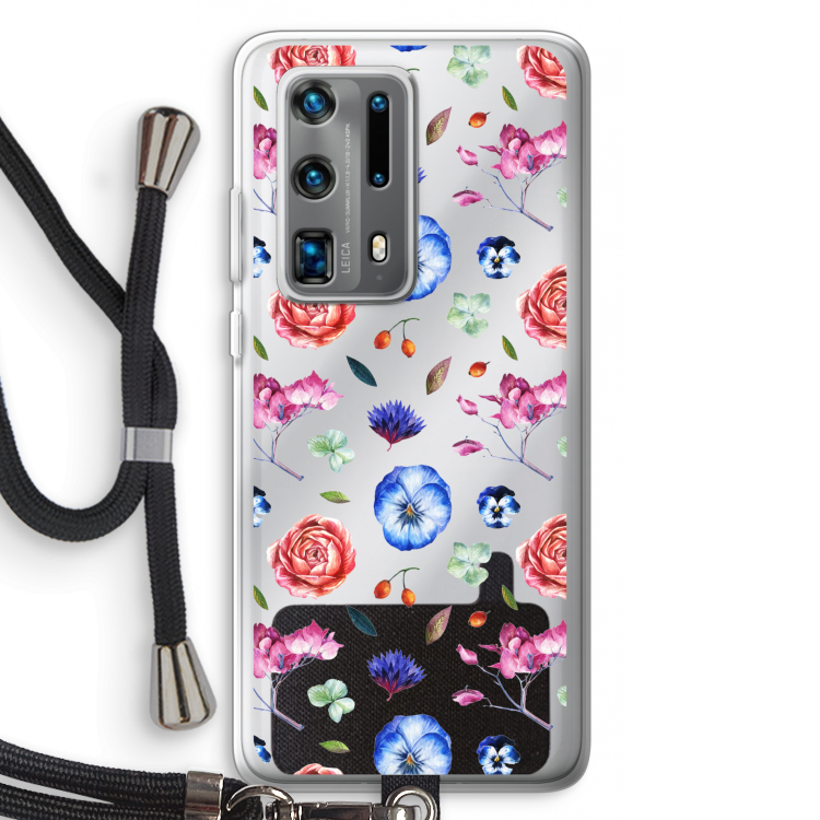 Bloemetjes: Huawei P40 Pro Plus Transparant Hoesje met koord