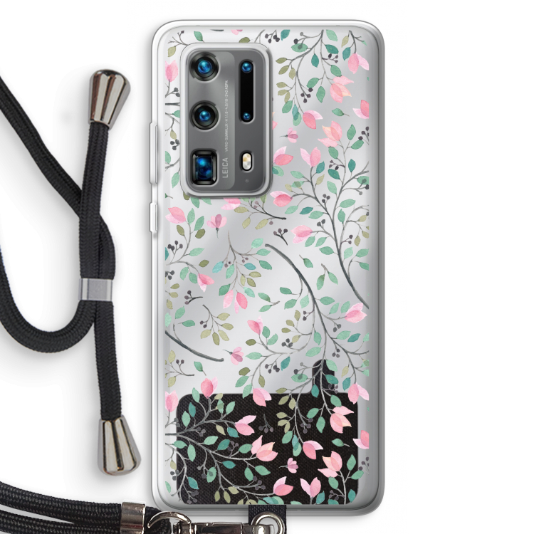 Sierlijke bloemen: Huawei P40 Pro Plus Transparant Hoesje met koord