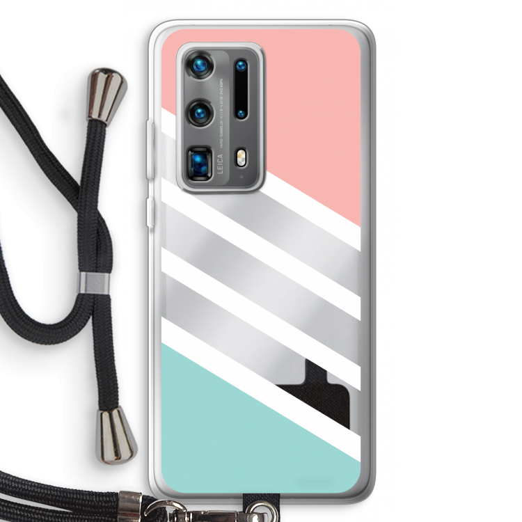 Strepen pastel: Huawei P40 Pro Plus Transparant Hoesje met koord