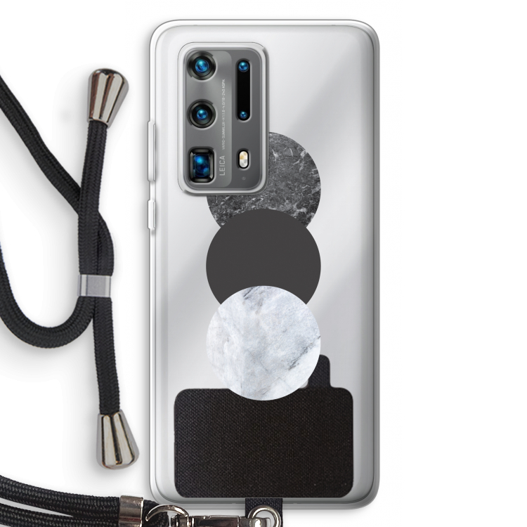 Marmeren cirkels: Huawei P40 Pro Plus Transparant Hoesje met koord