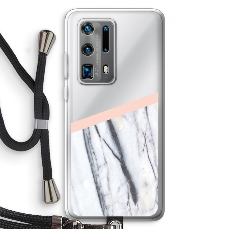 A touch of peach: Huawei P40 Pro Plus Transparant Hoesje met koord