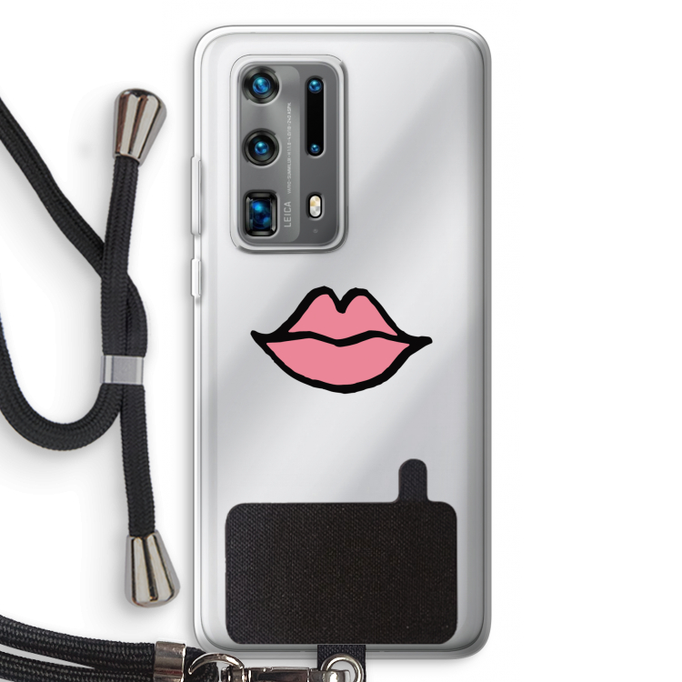 Kusje: Huawei P40 Pro Plus Transparant Hoesje met koord