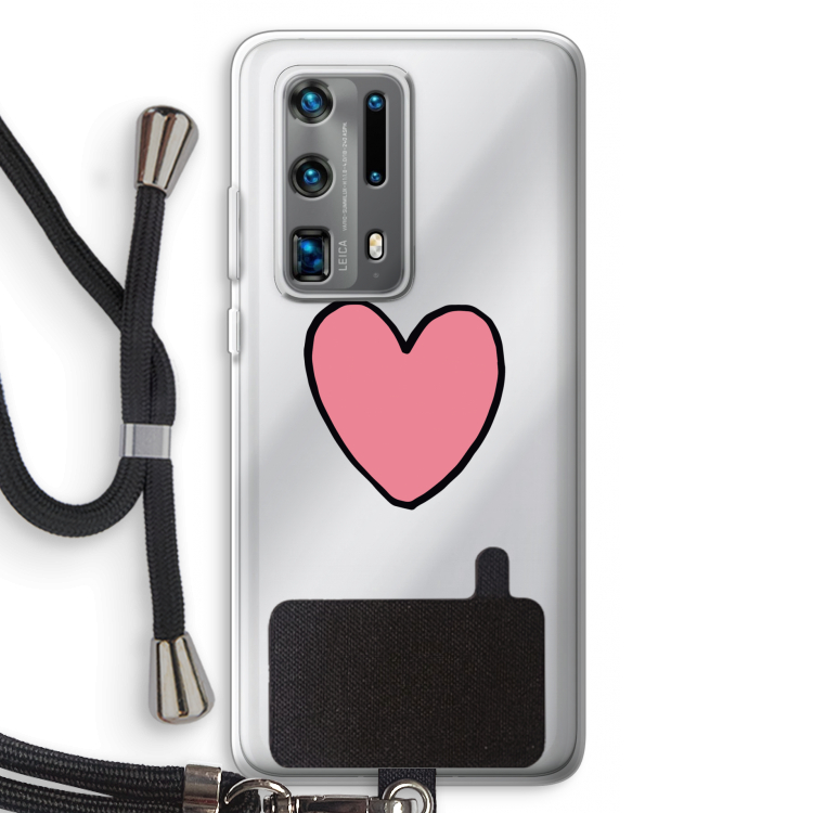 Hartje: Huawei P40 Pro Plus Transparant Hoesje met koord
