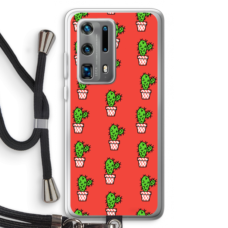 Mini cactus: Huawei P40 Pro Plus Transparant Hoesje met koord