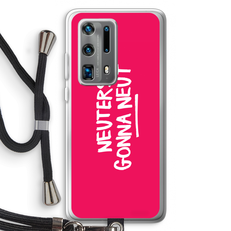 Neuters (roze): Huawei P40 Pro Plus Transparant Hoesje met koord