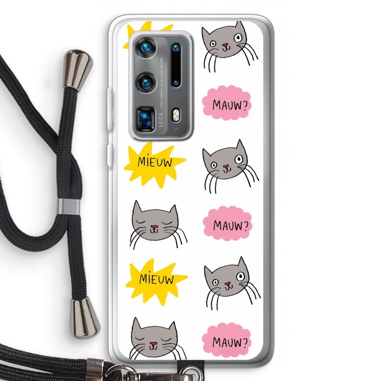 Meow: Huawei P40 Pro Plus Transparant Hoesje met koord