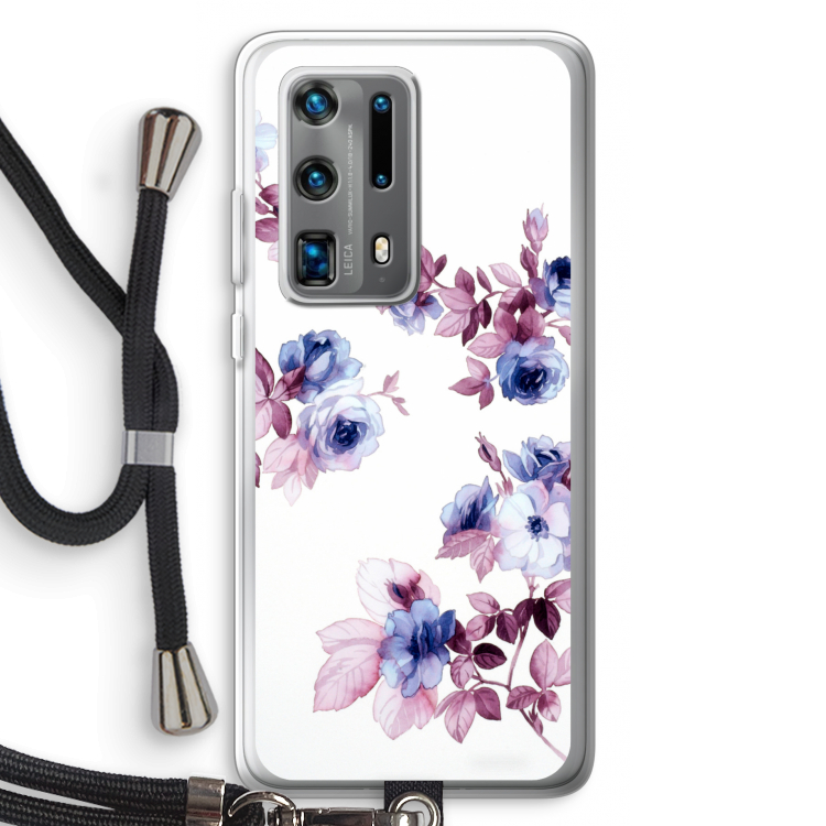 Waterverf bloemen: Huawei P40 Pro Plus Transparant Hoesje met koord
