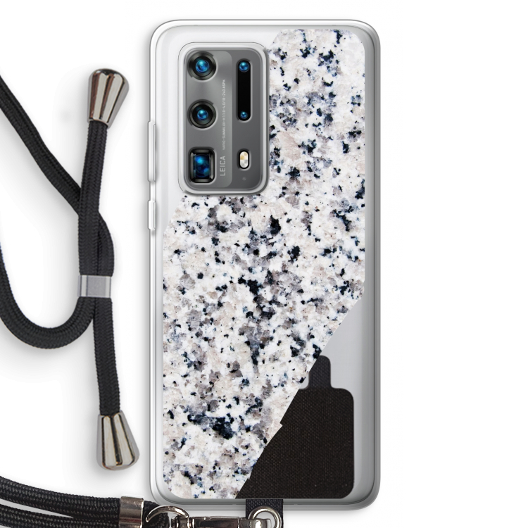 Gespikkelde marmer: Huawei P40 Pro Plus Transparant Hoesje met koord