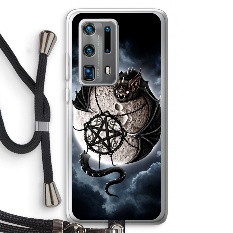 Volle maan: Huawei P40 Pro Plus Transparant Hoesje met koord