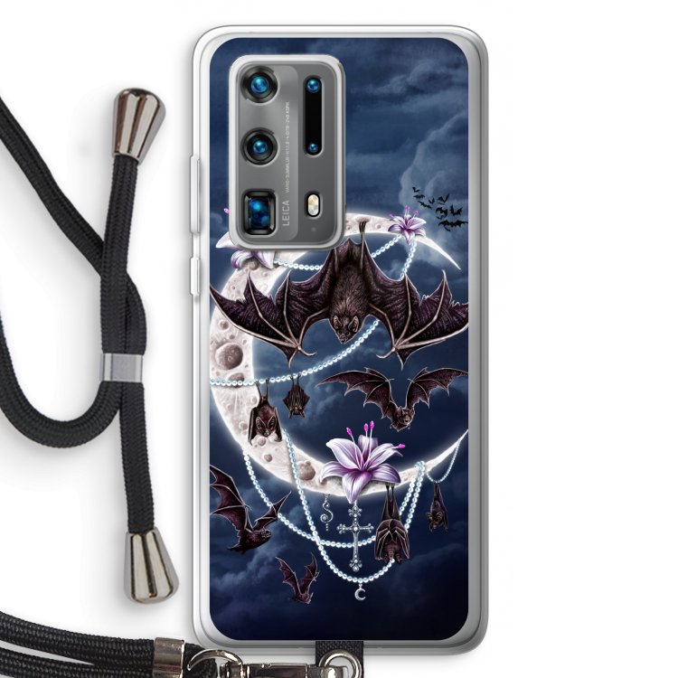 Vleermuizen Maan: Huawei P40 Pro Plus Transparant Hoesje met koord