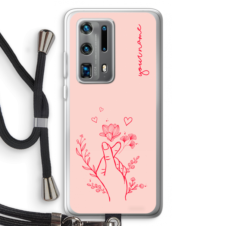 Giving Flowers: Huawei P40 Pro Plus Transparant Hoesje met koord