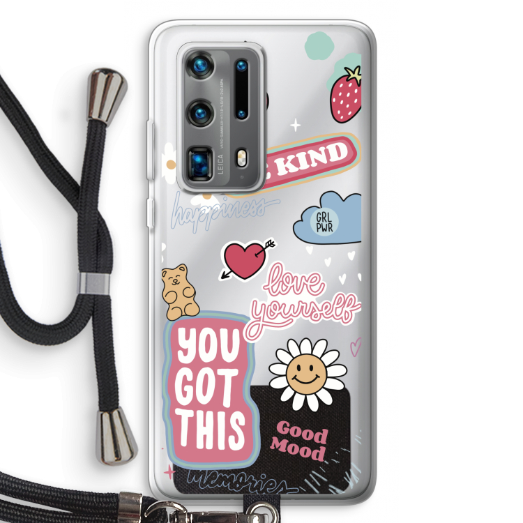 Positivity: Huawei P40 Pro Plus Transparant Hoesje met koord