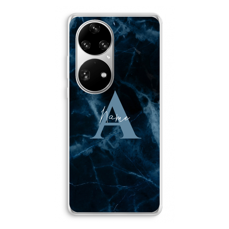 Midnight Marble: Huawei P50 Pro Transparant Hoesje