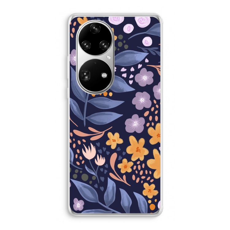 Flowers with blue leaves: Huawei P50 Pro Transparant Hoesje