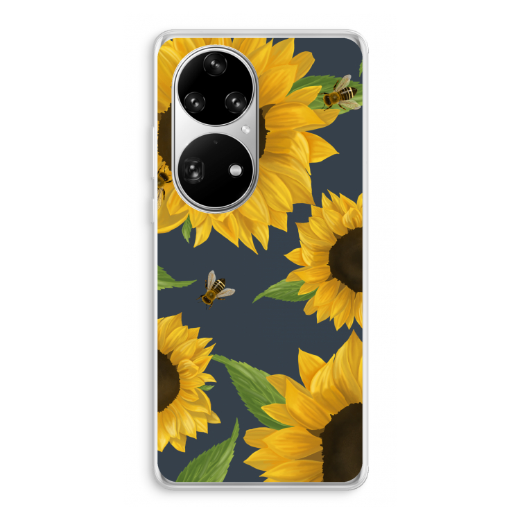 Sunflower and bees: Huawei P50 Pro Transparant Hoesje