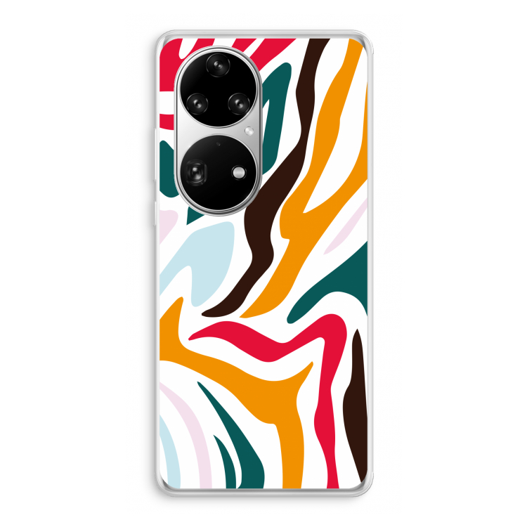 Colored Zebra: Huawei P50 Pro Transparant Hoesje