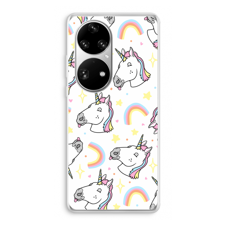 Rainbow Unicorn: Huawei P50 Pro Transparant Hoesje