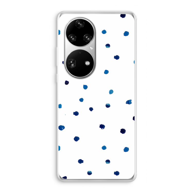 Blauwe stippen: Huawei P50 Pro Transparant Hoesje