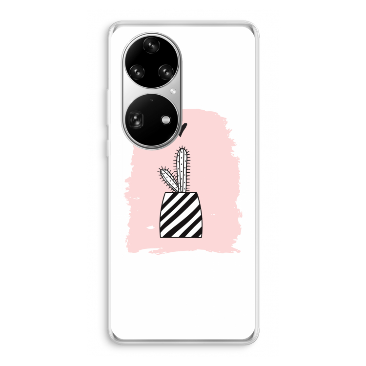 Zwart-wit cactus: Huawei P50 Pro Transparant Hoesje