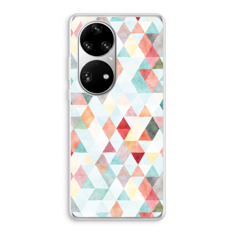 Gekleurde driehoekjes pastel: Huawei P50 Pro Transparant Hoesje