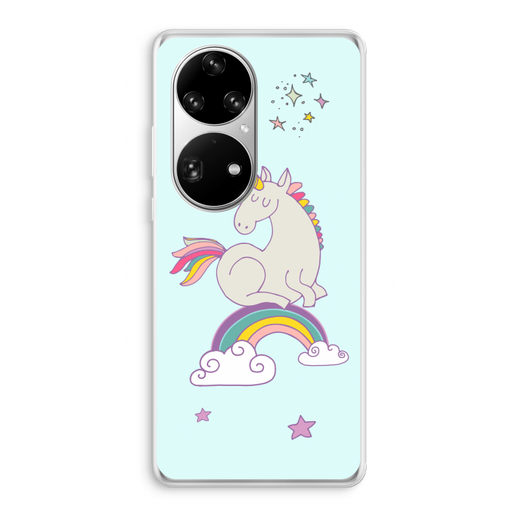 Regenboog eenhoorn: Huawei P50 Pro Transparant Hoesje