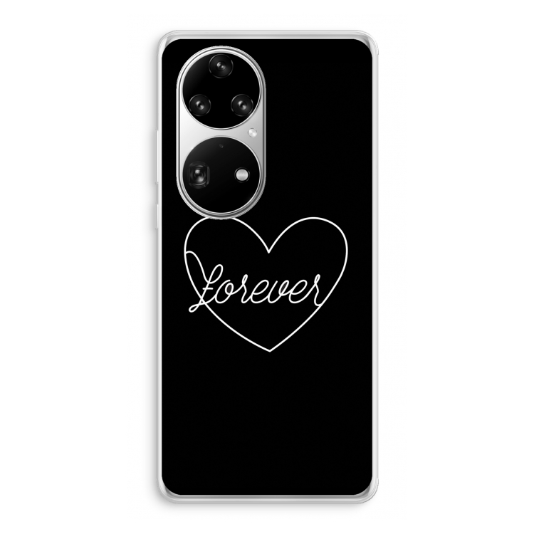 Forever heart black: Huawei P50 Pro Transparant Hoesje