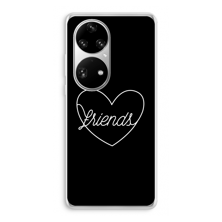 Friends heart black: Huawei P50 Pro Transparant Hoesje