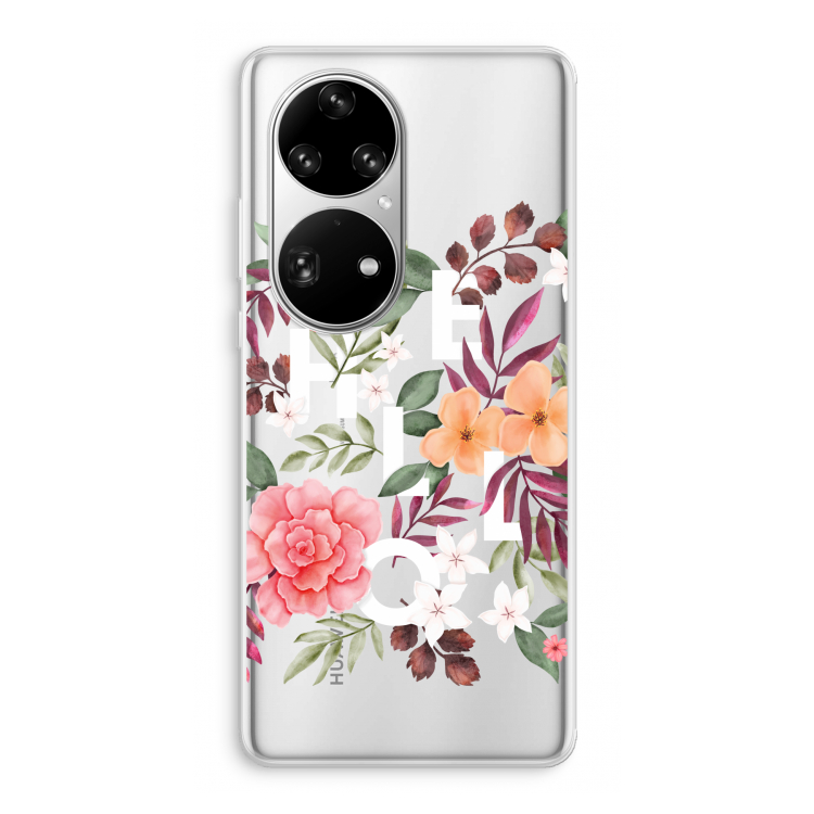 Hello in flowers: Huawei P50 Pro Transparant Hoesje