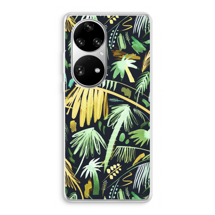 Tropical Palms Dark: Huawei P50 Pro Transparant Hoesje