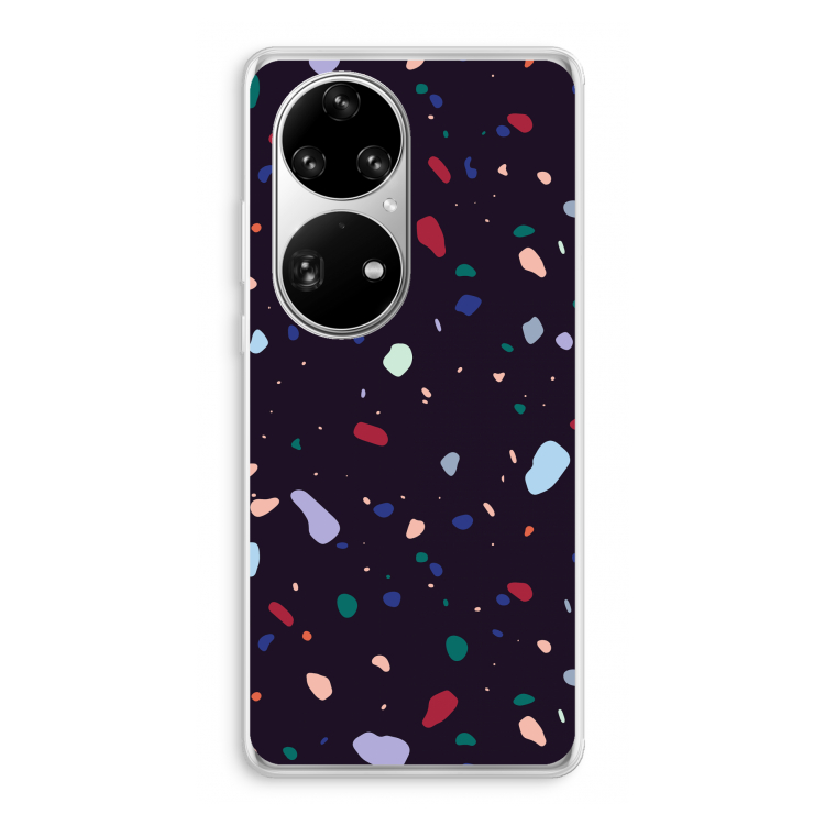 Dark Rounded Terrazzo: Huawei P50 Pro Transparant Hoesje