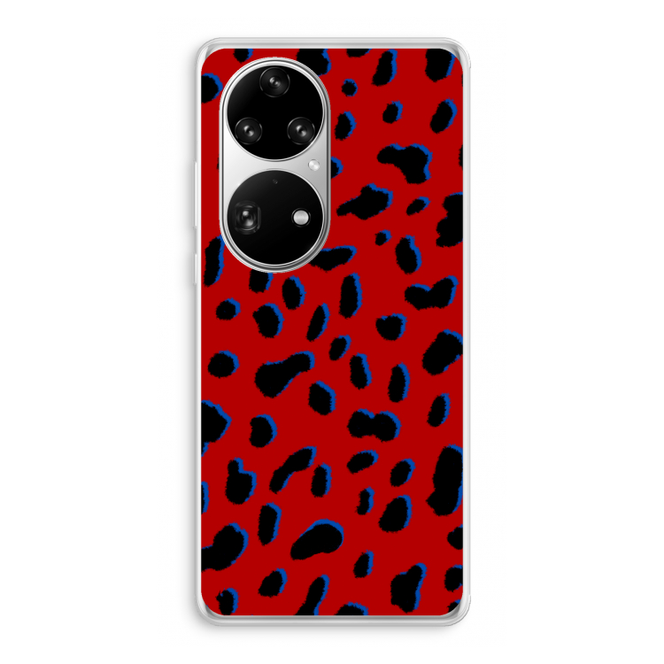 Red Leopard: Huawei P50 Pro Transparant Hoesje