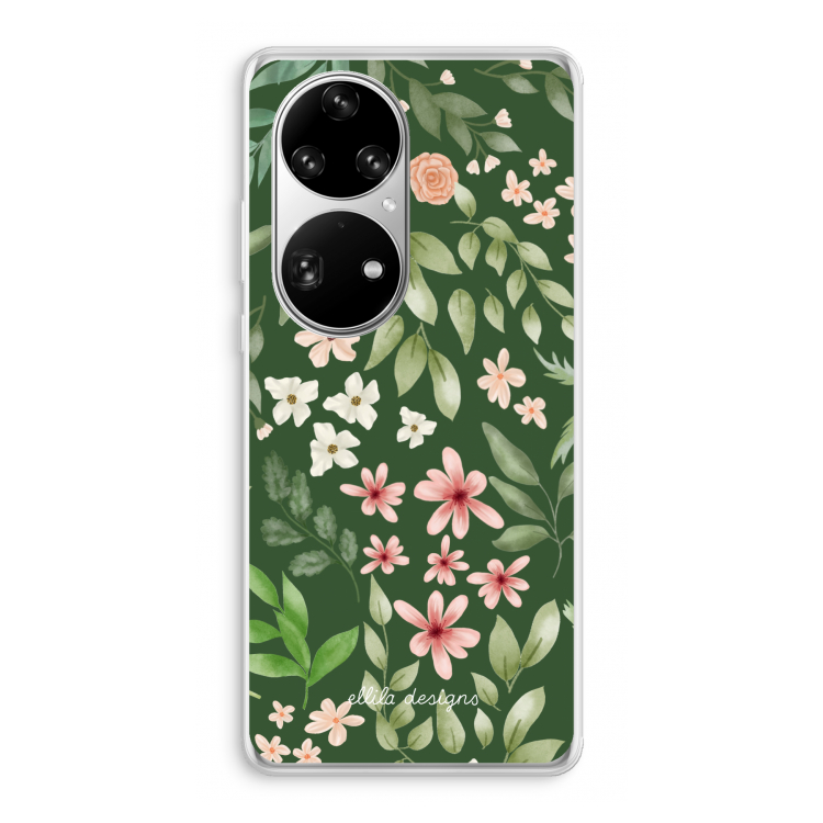 Botanical green sweet flower heaven: Huawei P50 Pro Transparant Hoesje