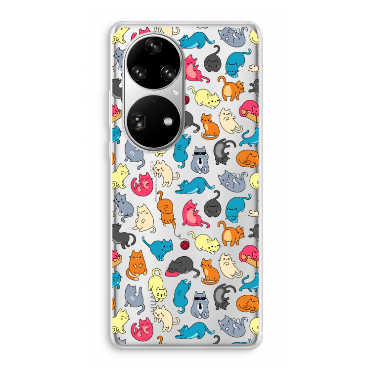 Kleurrijke katten: Huawei P50 Pro Transparant Hoesje