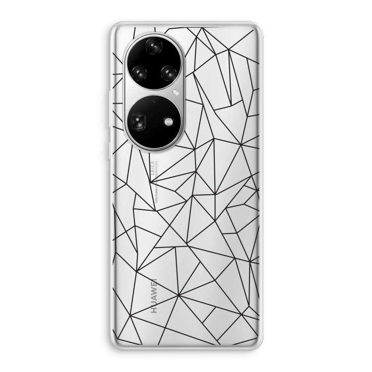 Geometrische lijnen zwart: Huawei P50 Pro Transparant Hoesje