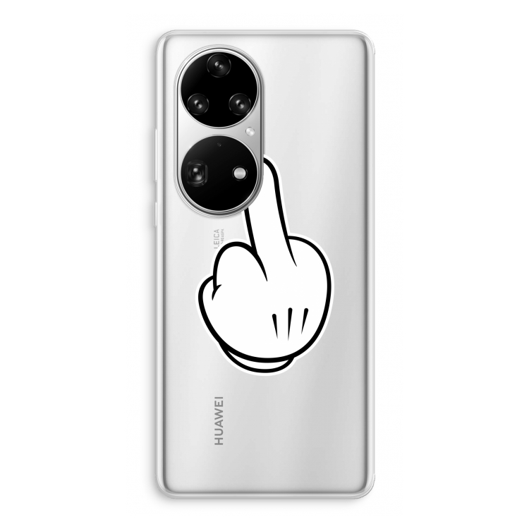 Middle finger black: Huawei P50 Pro Transparant Hoesje