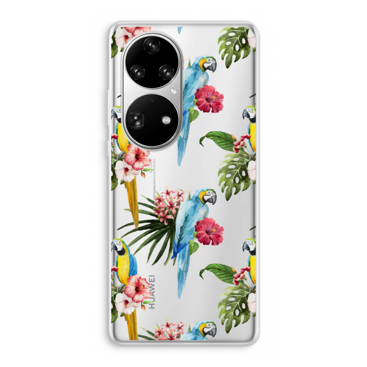 Kleurrijke papegaaien: Huawei P50 Pro Transparant Hoesje