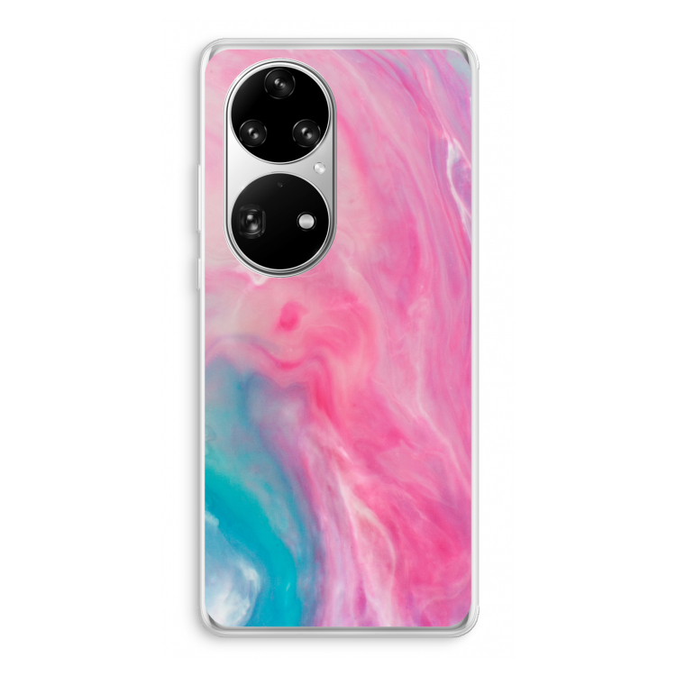 Roze explosie: Huawei P50 Pro Transparant Hoesje
