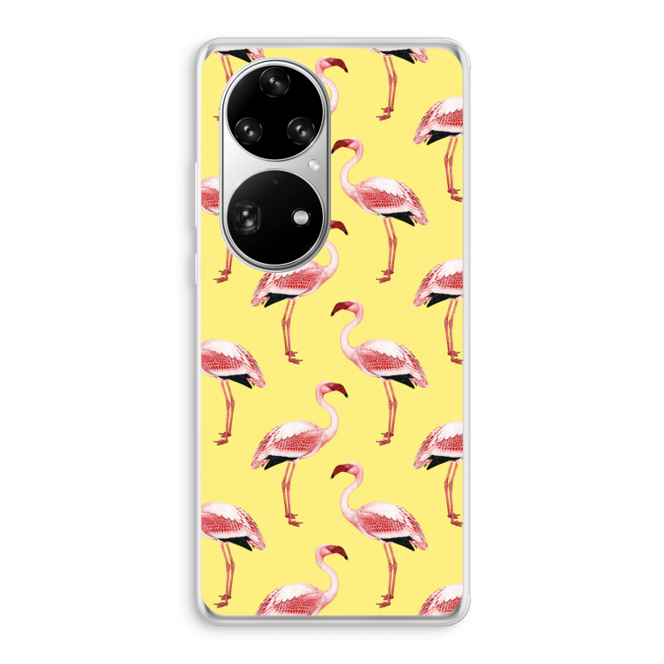 Flamingo's geel: Huawei P50 Pro Transparant Hoesje