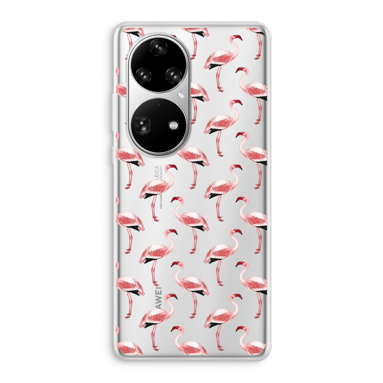 Flamingoprint groen: Huawei P50 Pro Transparant Hoesje